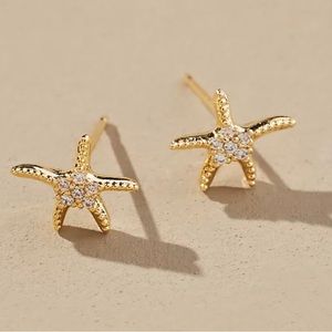 Anthropologie Crystal Starfish Post Earrings